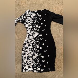 Anne Klein 3/4 sleeve black white dress